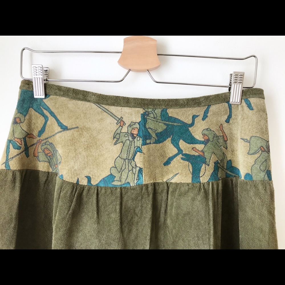 Olive suede 2piece crop jacket & skirt set - Picture 11 of 16